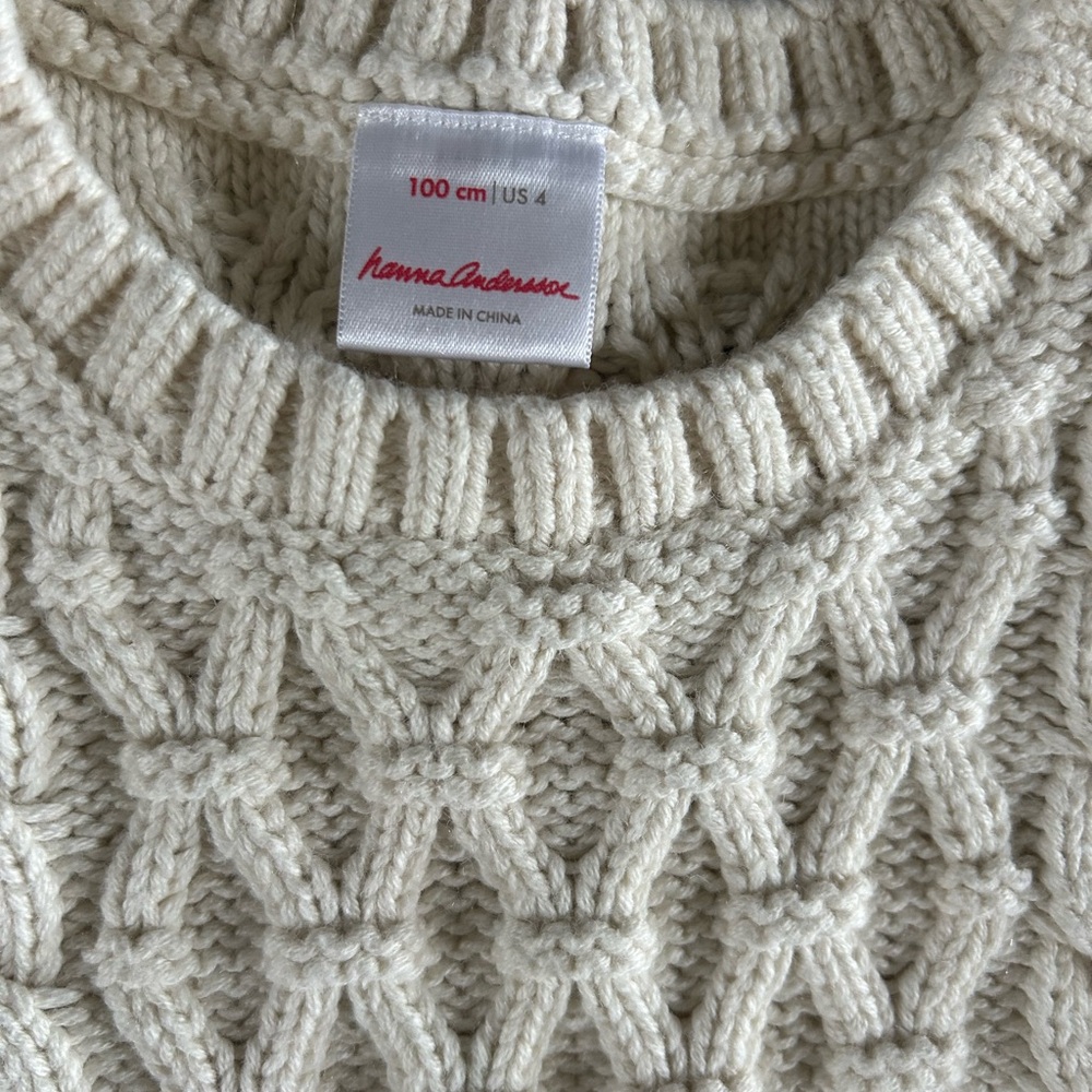 Hanna Andersson Cream Cable Knit Sweater - Picture 3 of 4